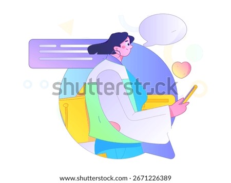Virtual characters social communication concept business flat vector hand drawn illustration
