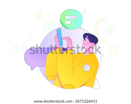 Virtual characters social communication concept business flat vector hand drawn illustration
