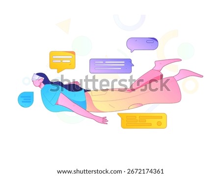Virtual characters social communication concept business flat vector hand drawn illustration
