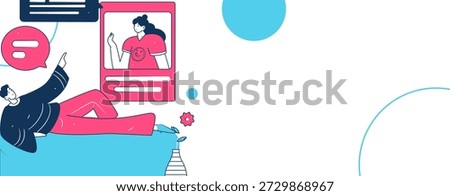 Virtual characters social communication concept business flat vector hand drawn illustration
