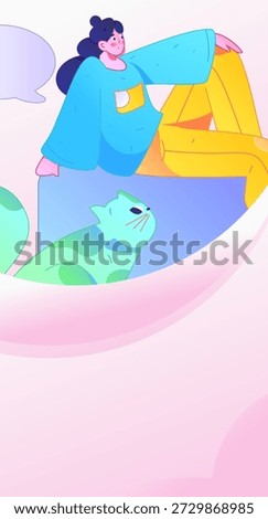 Virtual characters social communication concept business flat vector hand drawn illustration

