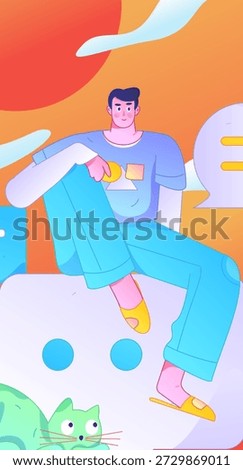 Virtual characters social communication concept business flat vector hand drawn illustration
