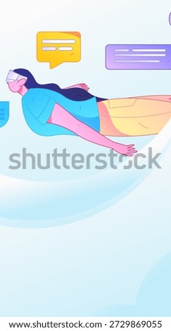 Virtual characters social communication concept business flat vector hand drawn illustration

