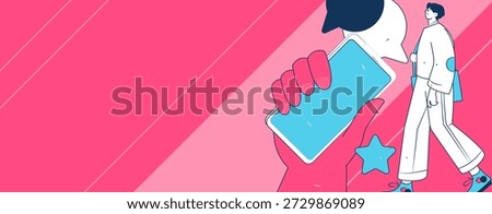 Virtual characters social communication concept business flat vector hand drawn illustration
