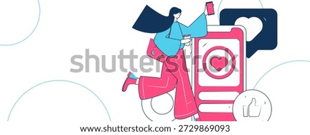 Virtual characters social communication concept business flat vector hand drawn illustration
