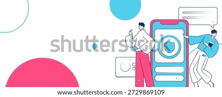 Virtual characters social communication concept business flat vector hand drawn illustration
