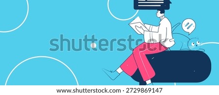 Virtual characters social communication concept business flat vector hand drawn illustration

