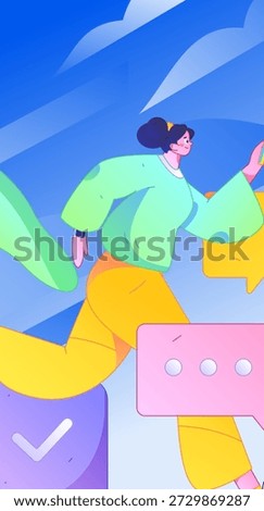 Virtual characters social communication concept business flat vector hand drawn illustration

