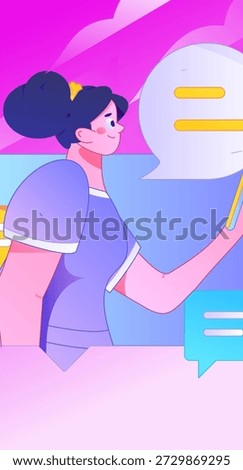 Virtual characters social communication concept business flat vector hand drawn illustration
