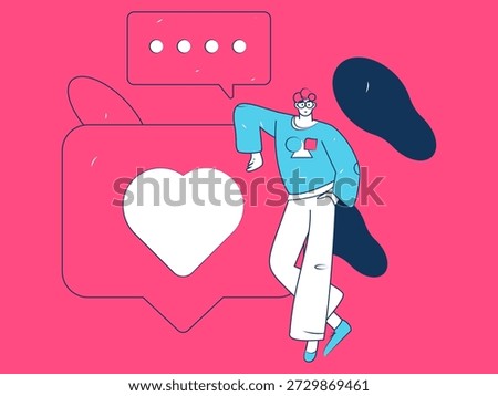 Virtual characters social communication concept business flat vector hand drawn illustration
