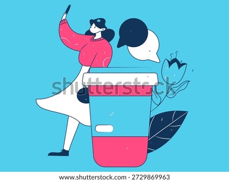 Virtual characters social communication concept business flat vector hand drawn illustration
