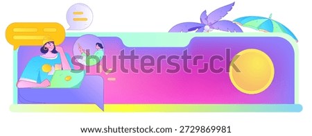 Virtual characters social communication concept business flat vector hand drawn illustration
