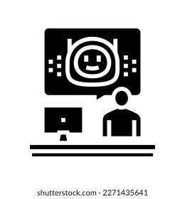 virtual chat bot glyph icon vector. virtual chat bot sign. isolated symbol illustration