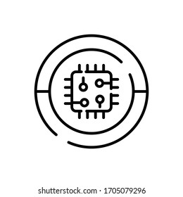 Virtual Circuit vector illustration. Technology & Smart Working symbol line icon. 