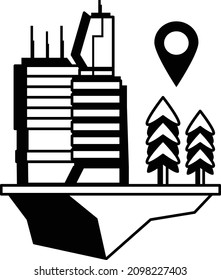 Virtual City Buildings Concept, Smart Meta Universe Cityscape Vector Icon Design, Metaverse Symbol, Persistent Virtual environment Sign, Internet functions In futurism Stock Illustration