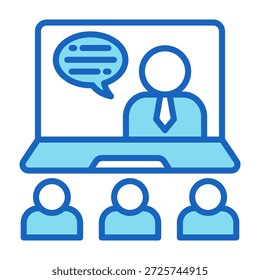 Ilustração de vetor de estilo de cor azul do ícone de classe virtual