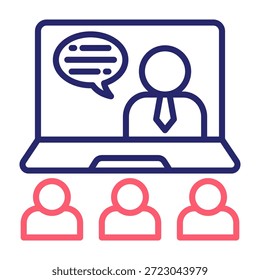 Ilustração de vetor de estilo de cor de linha de ícone de classe virtual
