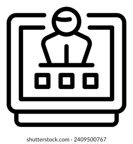 Virtual class icon outline vector. Computer learning. Online education