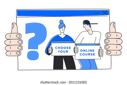 Virtuelle Klasse. Online-Schulprogramm. Führer, selbststudierende Videostunde. Erziehung für Kinder, Jugendliche, Teenager, erwachsene Studenten. Vektorgrafik-Doodles, Line Art Design
