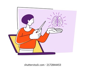 Virtual Class. Online School Education Program. Guide, Self-study Video Lesson. Education For Children, Teens, Teenagers, Adult Students. Vector Illustration Doodles, Line Art Style Design