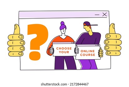 Virtual Class. Online School Education Program. Guide, Self-study Video Lesson. Education For Children, Teens, Teenagers, Adult Students. Vector Illustration Doodles, Line Art Style Design