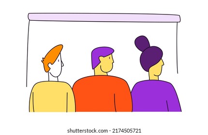 Virtual class. Online School Education Program. Guide, self-study video lesson. Education for children, teens, teenagers, adult students. Vector illustration doodles, line art style design