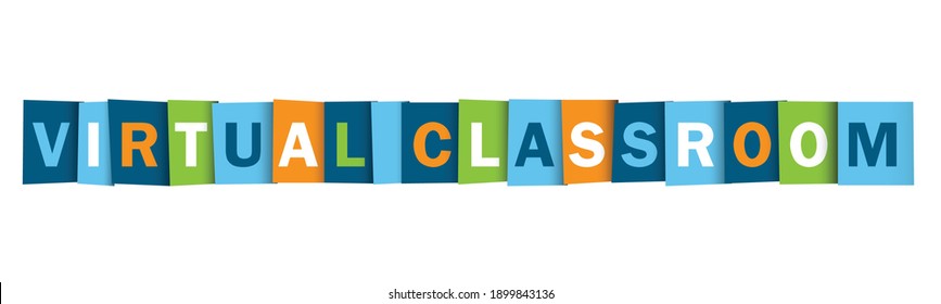 VIRTUAL CLASSROOM colorful vector typography banner isolated on white background