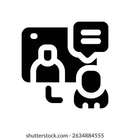 virtual classroom glyph icon. Strong and solid vector icon for websites, mobile interfaces, presentations, and visual branding. High quality and easy to edit.