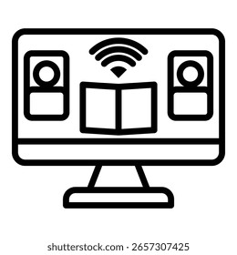 Estilo De Línea De Icono De Aula Virtual Para Varios Propósitos De Diseño