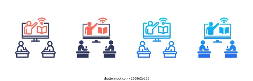 Pacote De Ícones Da Sala De Aula Virtual Em Vários Estilos