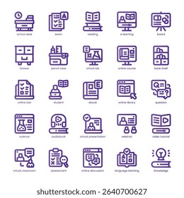 Virtual Classroom Icon pack for your website, mobile, presentation, and logo design. Virtual Classroom Icon line basic color design. Vector graphics illustration and editable stroke.
