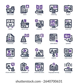 Virtual Classroom Icon pack for your website, mobile, presentation, and logo design. Virtual Classroom Icon dual tone design. Vector graphics illustration and editable stroke.