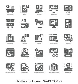 Virtual Classroom Icon pack for your website, mobile, presentation, and logo design. Virtual Classroom Icon solid design. Vector graphics illustration and editable stroke.