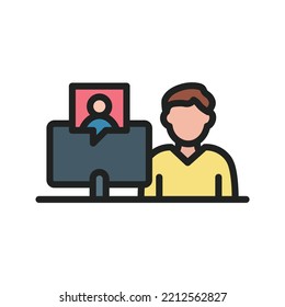 Virtual Classroom icon vector image. Can also be used for Physical Fitness. Suitable for mobile apps, web apps and print media.