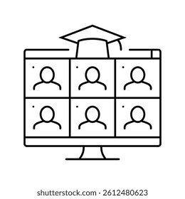 virtual classroom online learning platform line icon vector. virtual classroom online learning platform sign. isolated contour symbol black illustration