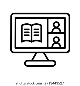 Ilustración vectorial de iconos de contorno de aula virtual