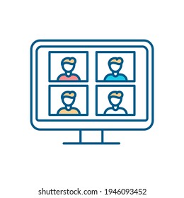 Virtual Classroom RGB Color Icon. Educational Technology. Teacher And Students Online Communication In Real Time. Video Conferencing. Digital Learning Environment. Isolated Vector Illustration