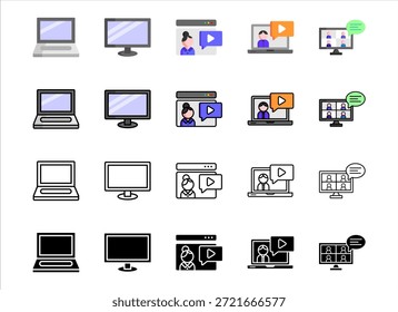 Iconos de tecnología de aula virtual establecen el concepto de educación