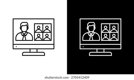 Clases virtuales Diseño de conjunto de iconos blancos