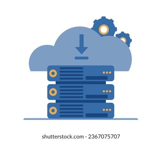 Virtual cloud server or cloud computing platform. Vector illustration symbol element for web design and apps.