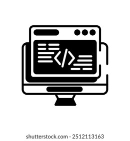 Icono de glifo de LMC virtual, Ilustración vectorial
