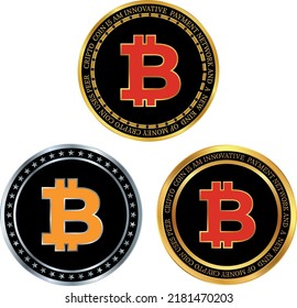 virtual coins, bitcoin vector illustrations.
