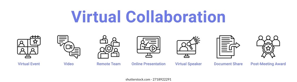 Icono de colaboración virtual Anuncio y colección