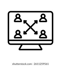 Virtual Collaboration Line Vector Illustration On White Background.