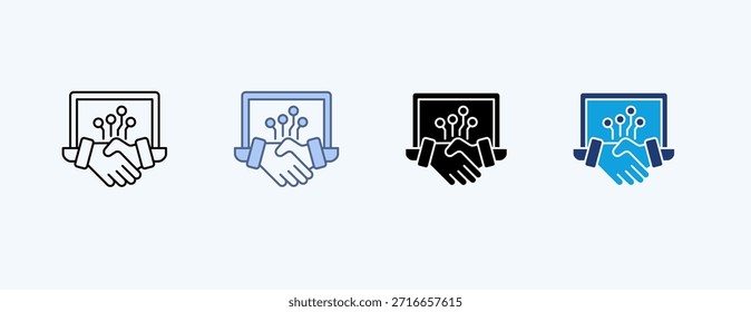 Virtual Collaboration Multiple Icon Illustration Vector