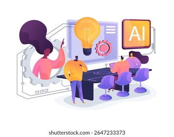 Virtual Collaboration Rooms with Smart Tools abstract concept vector illustration. Interactive virtual rooms enhance collaboration with shared resources and tools. abstract metaphor.