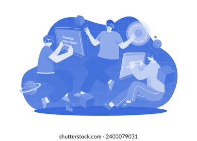 Virtual Community Illustration concept on white background
