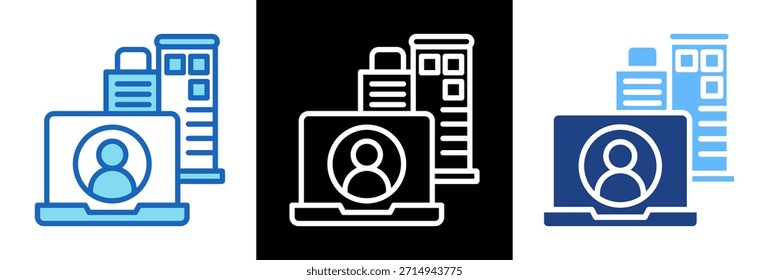 Icono de empresa virtual triplestyle Ilustración vectorial