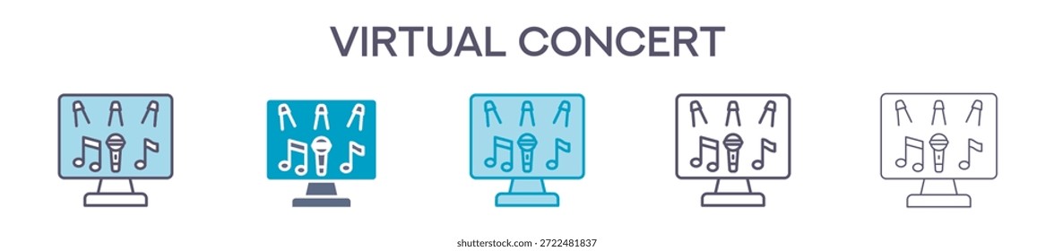 Elemento De Concierto Virtual Para Diseño Gráfico - Estilos Múltiples. Ilustración vectorial De Dos Colores Y Negro. Los Diseños Múltiples De Los Iconos Se Pueden Utilizar Para El Móvil, Ui, Web
