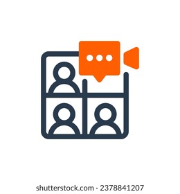 Virtual Conference Call Communication Vector Icon Illustration